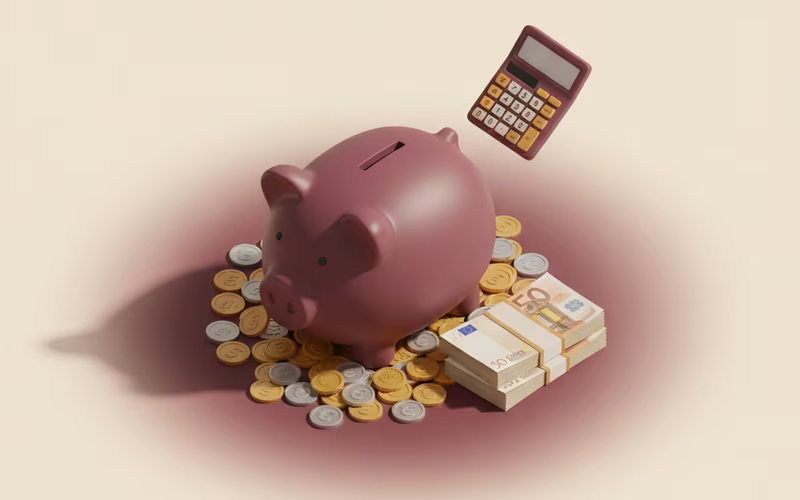 Ahorro doméstico en España: hucha y monedas euro